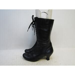 PIKOLINOS Womens Size 38 EUR Black Leather Lace Up Zip 11" Booties